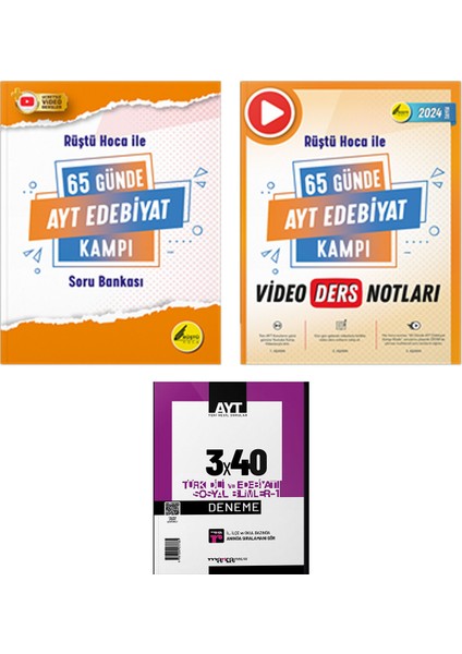 65 Günde AYT Edebiyat Kamp Kitabı ve Video Ders Notları Seti - Deneme