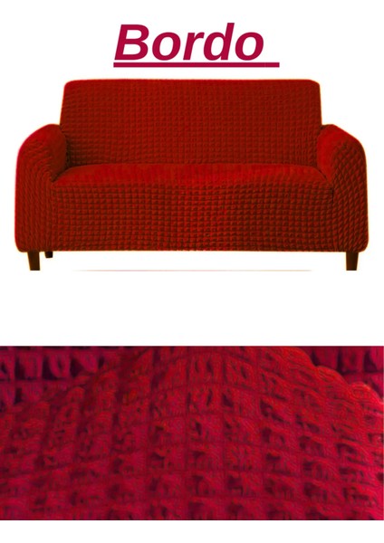 Bürümcük 3 Kişilik Koltuk Örtüsü Boydan Eteksiz Streç Esnek Lastikli Çekyat Kanepe Kılıfı