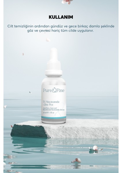 Siyah Nokta ve Sivilce Karşıtı Niacinamide Cilt Bakım Serumu 30 ml (Niacinamide 5% & Zinc Pca)