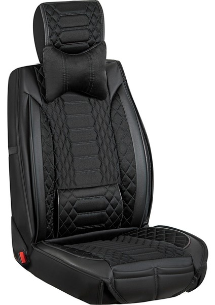 Jaguar F Pace Lüx Deri Oto Koltuk Kılıfı 5'li Set Tam Takım Cross Tam Siyah