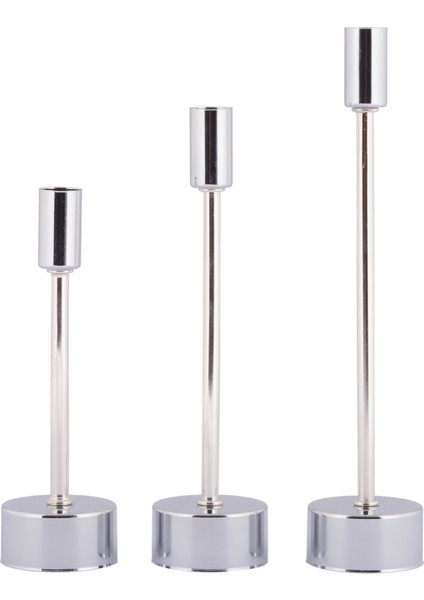 Defne 3'lü Şamdan Gümüş Kaplama Dekoratif Metal Mumluk Şamdan Seti fırsatları