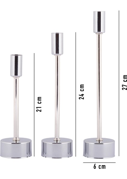 Defne 3'lü Şamdan Gümüş Kaplama Dekoratif Metal Mumluk Şamdan Seti indirimleri