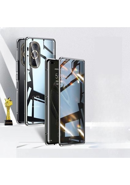 Huawei Nova 10 Pro Metal Çerçeve Çift Taraflı Cam Hd Kılıf Koruyucu Kapak Magneto'ya Uygun (Yurt Dışından)