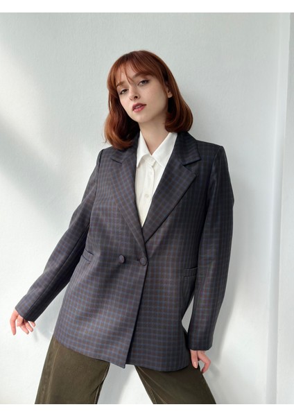 Iki Düğmeli Regular Astarlı Blazer Ceket Kadın Kahverengi