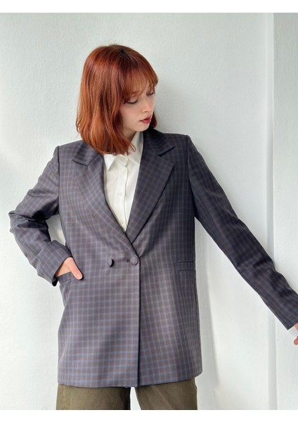 Iki Düğmeli Regular Astarlı Blazer Ceket Kadın Kahverengi