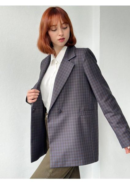 Iki Düğmeli Regular Astarlı Blazer Ceket Kadın Kahverengi