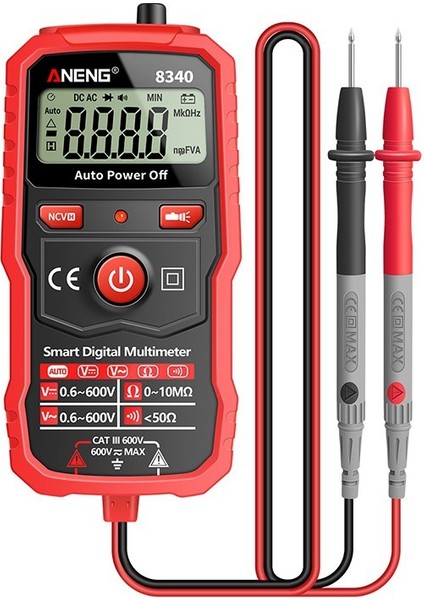 LCD Dijital Multimetre Otomatik Aralık Ampermetre Voltmetre Ac ve Dc Gerilim Test Cihazı Direnç Ölçer Devre Kontrol Cihazı Test Problu Buzzer Ncv Temassız Multitester (Yurt Dışından)