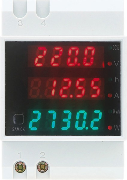 Çok Fonksiyonlu Dijital Din Ray Akım Gerilim Güç Faktörü Ölçer Ampermetre Voltmetre Renk: 300V (Yurt Dışından)