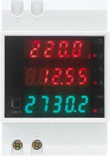 Çok Fonksiyonlu Dijital Din Ray Akım Gerilim Güç Faktörü Ölçer Ampermetre Voltmetre Renk: 300V (Yurt Dışından) fiyatları