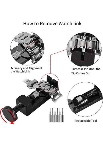 Saat Bağlantısı Sökücü Kiti Saat Araç Seti Bağlantı Sökücü Onarım Aracı Saat Ayarlama Aracı (Yurt Dışından)
