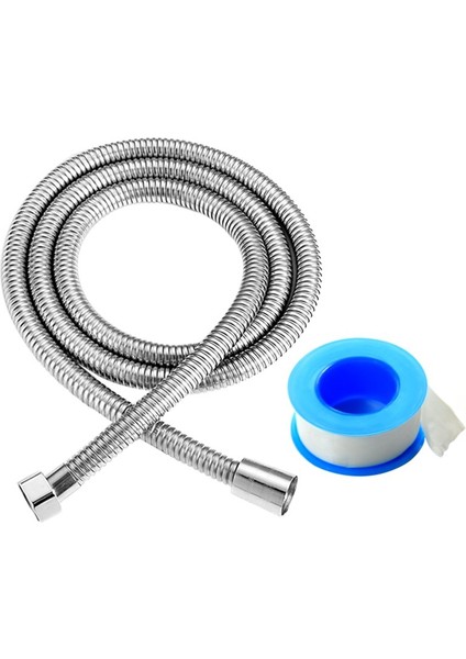 2m Duş Hortumu Ekstra Uzun Krom El Duş Borusu Esnek Hortumlar-Gümüş (Yurt Dışından)