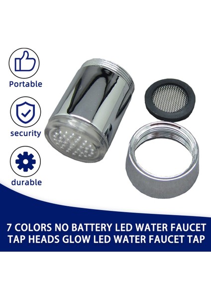 Renk Yok Pil LED Su Musluk Musluk Başlıkları Glow LED Su Musluk Musluk-Gümüş (Yurt Dışından) indirimleri