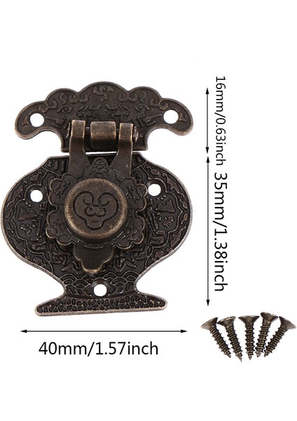 Antik Bronz Çile Mandalı Takı Ahşap Kutu Mini Dolap Toka Kilidi Dekoratif (Yurt Dışından)