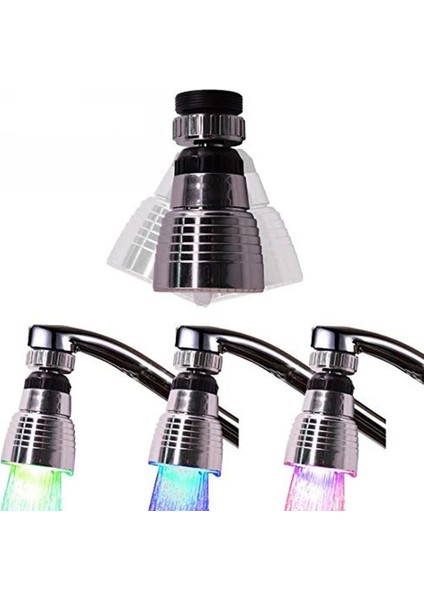 360 Döndür Döner Musluk Memesi Su Tasarrufu Dokunun Havalandırıcı Difüzör Yüksek Kaliteli Mutfak Aksesuarları Filtre Adaptörü Rgb LED Işık (Yurt Dışından)