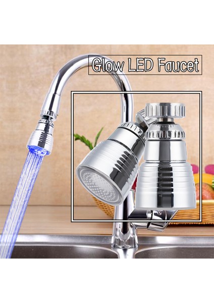 360 Döndür Döner Musluk Memesi Su Tasarrufu Dokunun Havalandırıcı Difüzör Yüksek Kaliteli Mutfak Aksesuarları Filtre Adaptörü Rgb LED Işık (Yurt Dışından) fiyatları