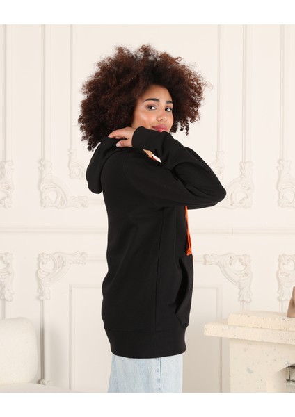 Espoirplus Siyah Renk Unisex Kapüşonlu Fermuarlı Cep Detaylı Sweatshirt fırsatları