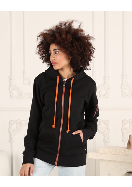 Espoirplus Siyah Renk Unisex Kapüşonlu Fermuarlı Cep Detaylı Sweatshirt indirimleri