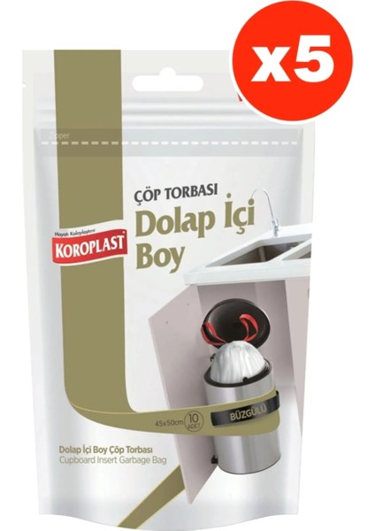 Dolap Içi 10’lu Çöp Torbası x 5 Paket (45X50 Cm)