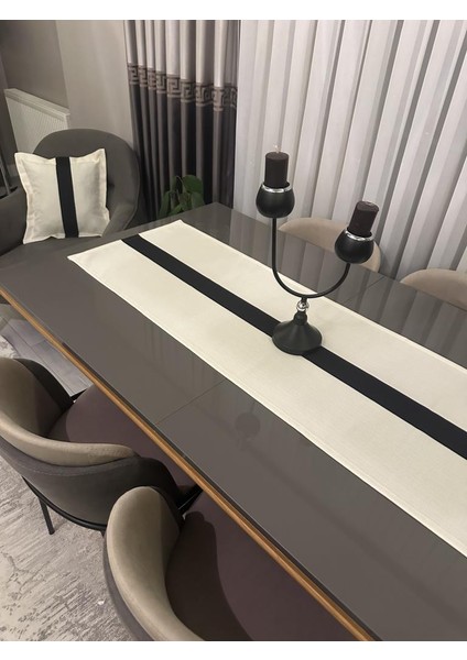 Keten Siyah Şerit Runner 4 Adet Yastık Kılıfı fırsatları