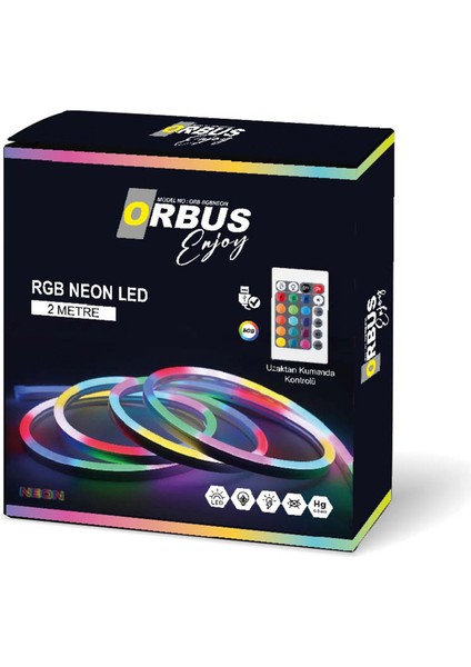 Rgb Neon Şerit LED 2 Metre Usb'li