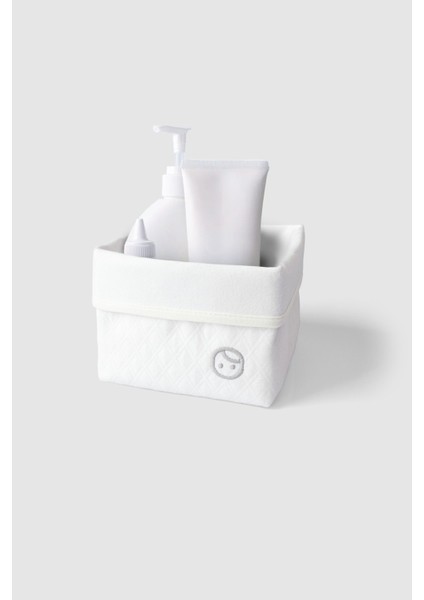 Kapitone Organik Pamuk Organizer Sepet 15 x 17 cm Beyaz fiyatları