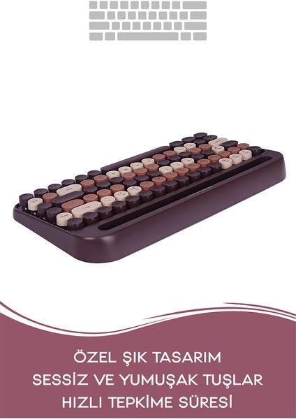 Kb-99 Mocha 2.4g+Bt1+Bt2 Mac Win Ios Android Çoklu Cihaz Bağlantılı Q Kablosuz Bluetooth Klavye