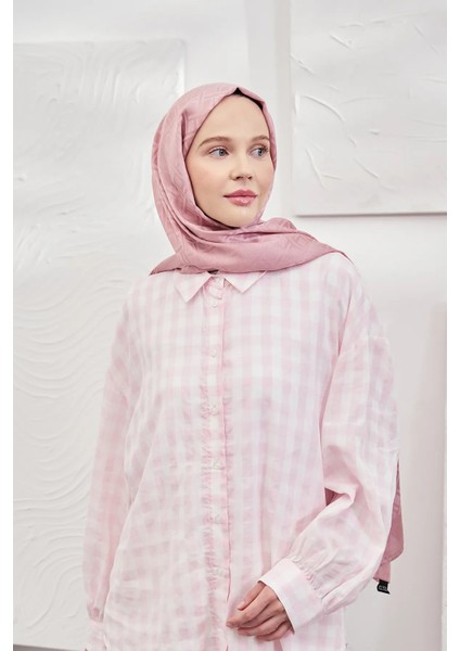 Armanda Italyan Jakar Geometrik Desen Şal - Yeni Jakarlı Trend Şal Scarf - Pudra