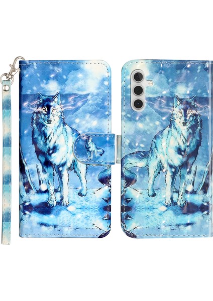Samsung Galaxy A15 4g Kapak 3D Desen Baskı Flip Stand Deri Telefon Kılıfı (Yurt Dışından)