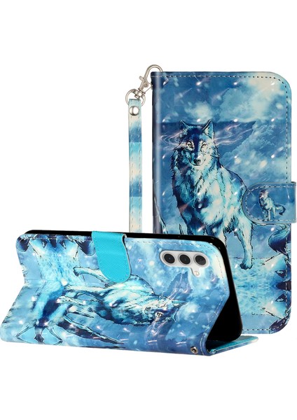 Samsung Galaxy A15 4g Kapak 3D Desen Baskı Flip Stand Deri Telefon Kılıfı (Yurt Dışından)