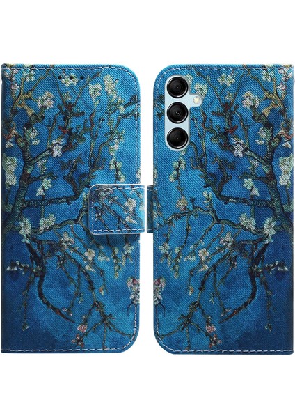 Samsung Galaxy A15 4g Vaka Desen Baskı Pu Deri Manyetik Cüzdan Telefon Kapağı (Yurt Dışından)
