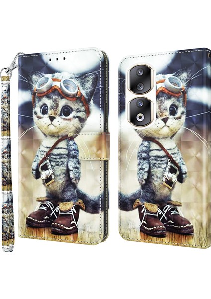 Honor 90 Pro Pu Deri Basılı Cüzdan Telefon Kapağı (Yurt Dışından)