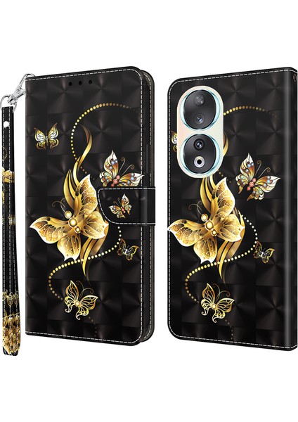 Honor 90 Baskı Deri Flip Cüzdan Telefon Kapağı (Yurt Dışından)