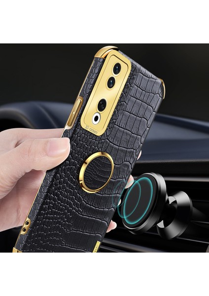 Honor 90 Pro Timsah Doku Deri+Tpu Yumru Karşısı Kickstand (Yurt Dışından)
