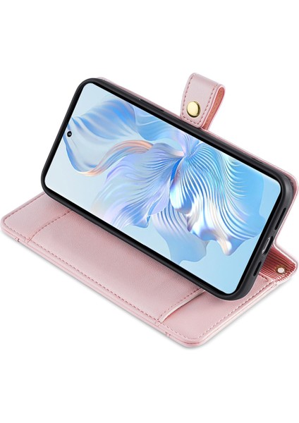 Honor X6A 4g Kasa Zipper Cüzdan Deri Telefon Stand Kapağı Uzun ve Kısa Kayış (Yurt Dışından)