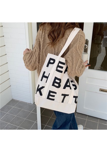 Mektup Kanvas Çanta Omuz Çantası Büyük Kapasiteli Çanta (Yurt Dışından)