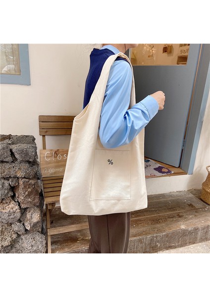 Basit Taşınabilir Omuz Çantası, Büyük Kapasiteli Işlemeli Kanvas Çanta (Yurt Dışından)