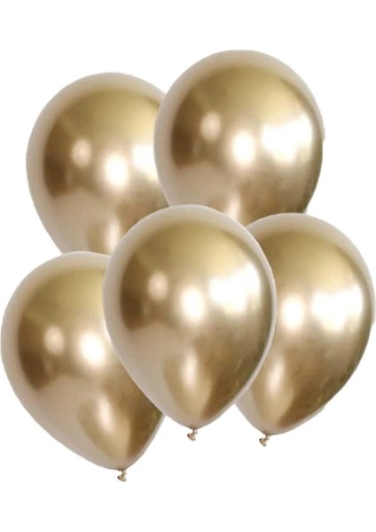 Krom Parlak Balon Gold Altın Renk 30 Adet Aynalı Balon 30 cm