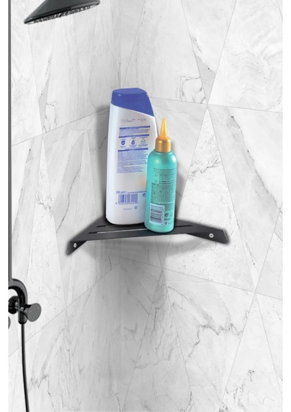 Metal Siyah Banyo Köşe Rafı, Banyo Düzenleyici Raf
