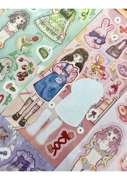Sevimli Genç Kız Kıyafet Giydirme 50 Yaprak Kutu Sticker Seti/çıkartma /bullet Journal / Scrapbook