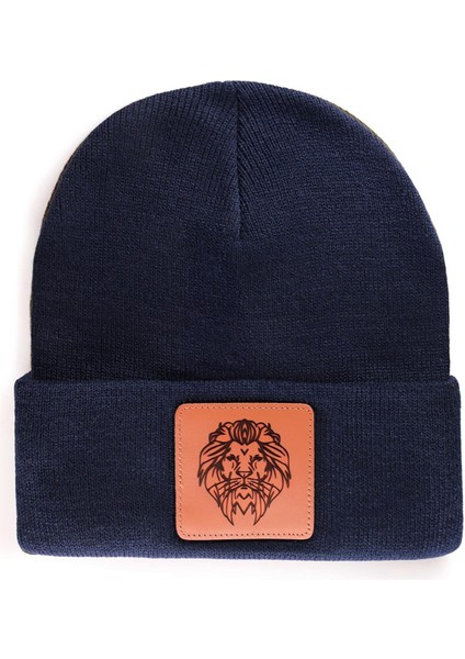 V1 Akrilik Aslan - 13 Kod Logolu Unisex Lacivert Bere (Beanie)