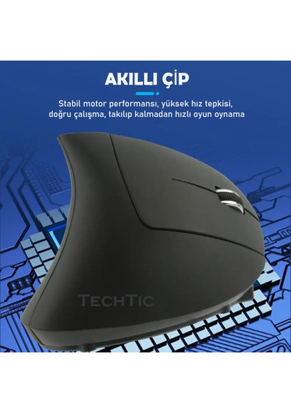 Kablosuz Oyuncu Mouse Bilek Destekli Ergonomik Dikey Mouse Vertical Mouse Fare Gamer 1600 Dpı