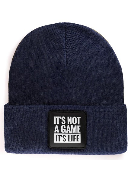 V1 Akrilik It's Not A Game It's Life - 2 Kod Logolu Unisex Lacivert Bere (Beanie)