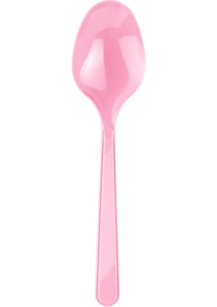 Plastik Kaşık Pembe Kaşık 25 Adet Kullan At Kaşık