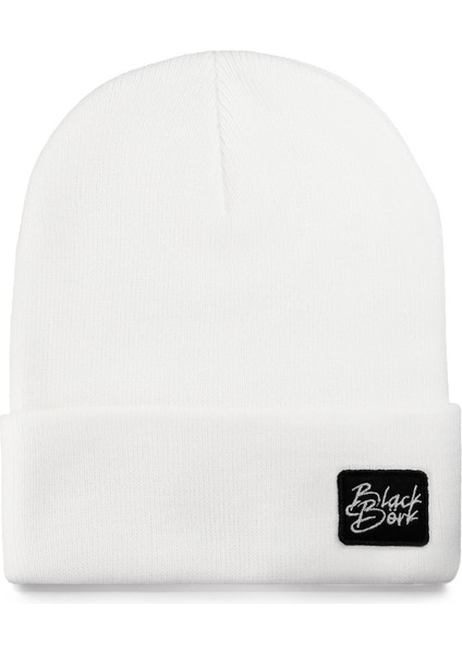 Blackbörk V1 Akrilik 7 Numara - 5 Kod Logolu Unisex Beyaz Bere (Beanie)