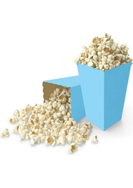 Mısır Kutusu Cips Kutusu 8 Adet Mavi Popcorn Kutusu Karton Popcorn Cup Parti Doğum Günü