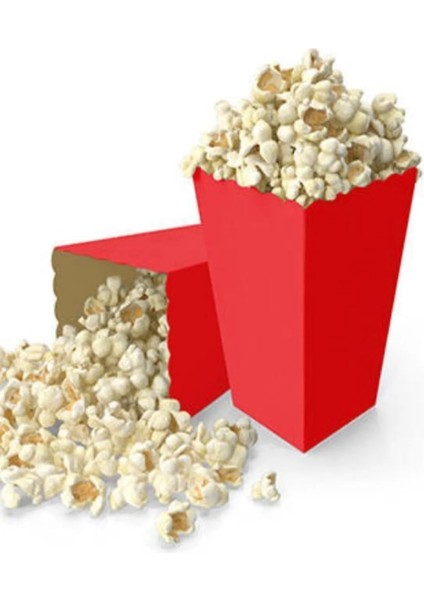 Mısır Kutusu Cips Kutusu 8 Adet Kırmızı Popcorn Kutusu Karton Popcorn Cup Parti Doğum Günü