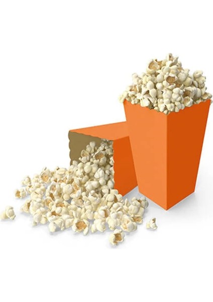Mısır Kutusu Cips Kutusu 8 Adet Turuncu Popcorn Kutusu Karton Popcorn Cup Parti Doğum Günü