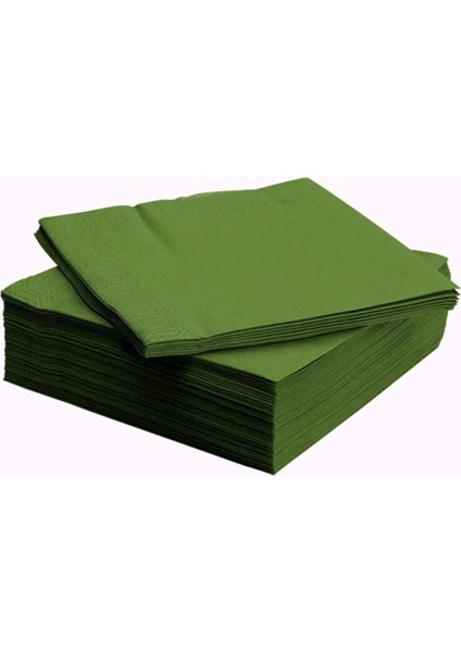 Sunumluk Düz Yeşil Renkli Peçete 20 Adet Dekoratif Doğum Günü Peçetesi 16 x 16 cm