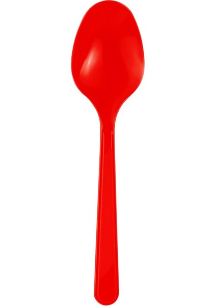 Plastik Kaşık Kırmızı Kaşık 25 Adet Kullan At Kaşık