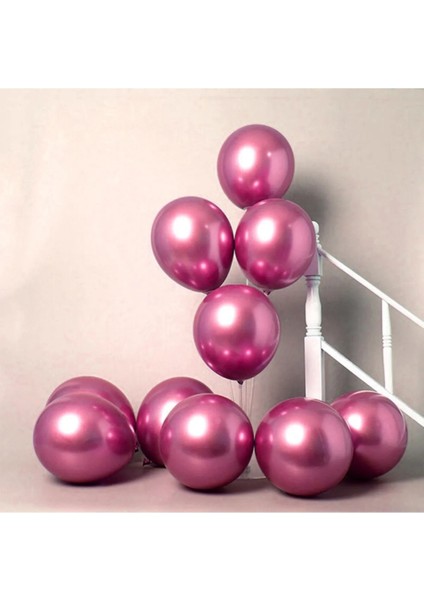 Krom Parlak Balon Pembe Renk 20 Adet Aynalı Balon 30 cm